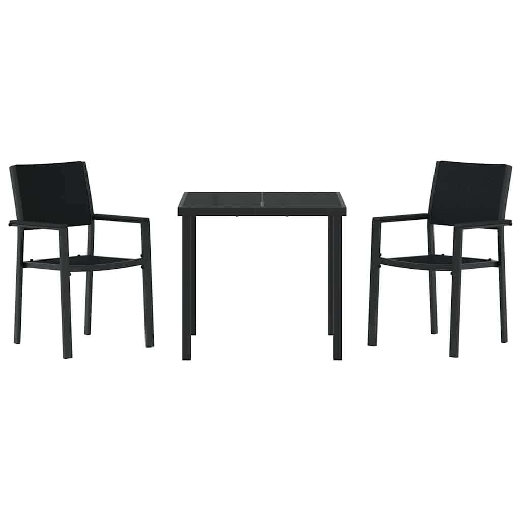 Vrtni set za objed 3 pcs Crna Čelik s prahom premazan