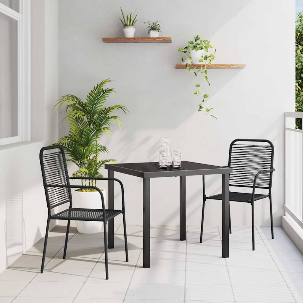 Vrtni set za objed 3 pcs Crna Čelik s prahom premazan