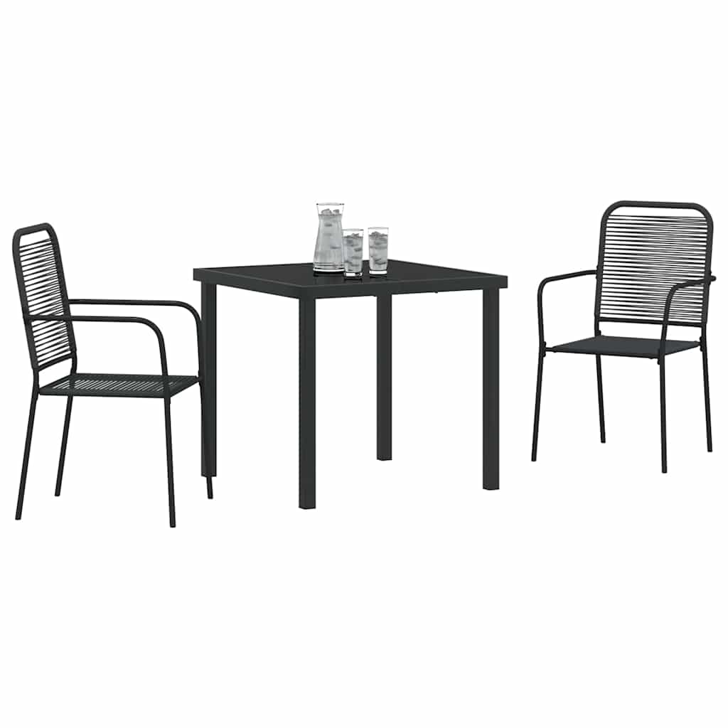 Vrtni set za objed 3 pcs Crna Čelik s prahom premazan