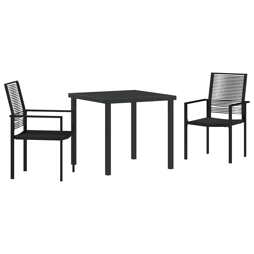 Vrtni set za objed 3 pcs Crna Čelik s prahom premazan