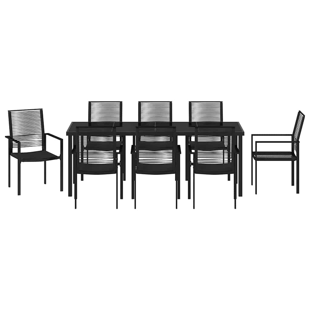 Vrtni set za objed 9 pcs Crna Čelik s prahom premazan
