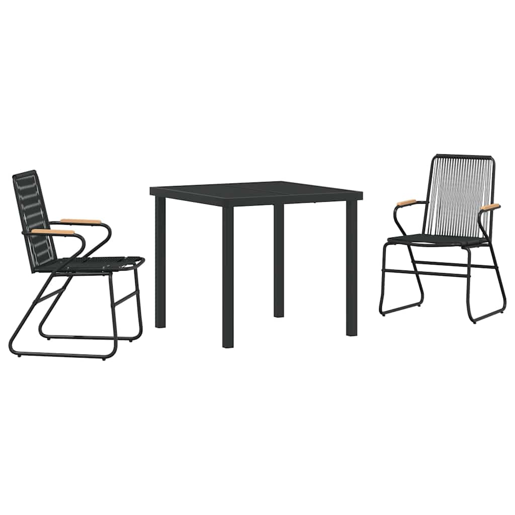 Vrtni set za objed 3 pcs Crna Čelik s prahom premazan