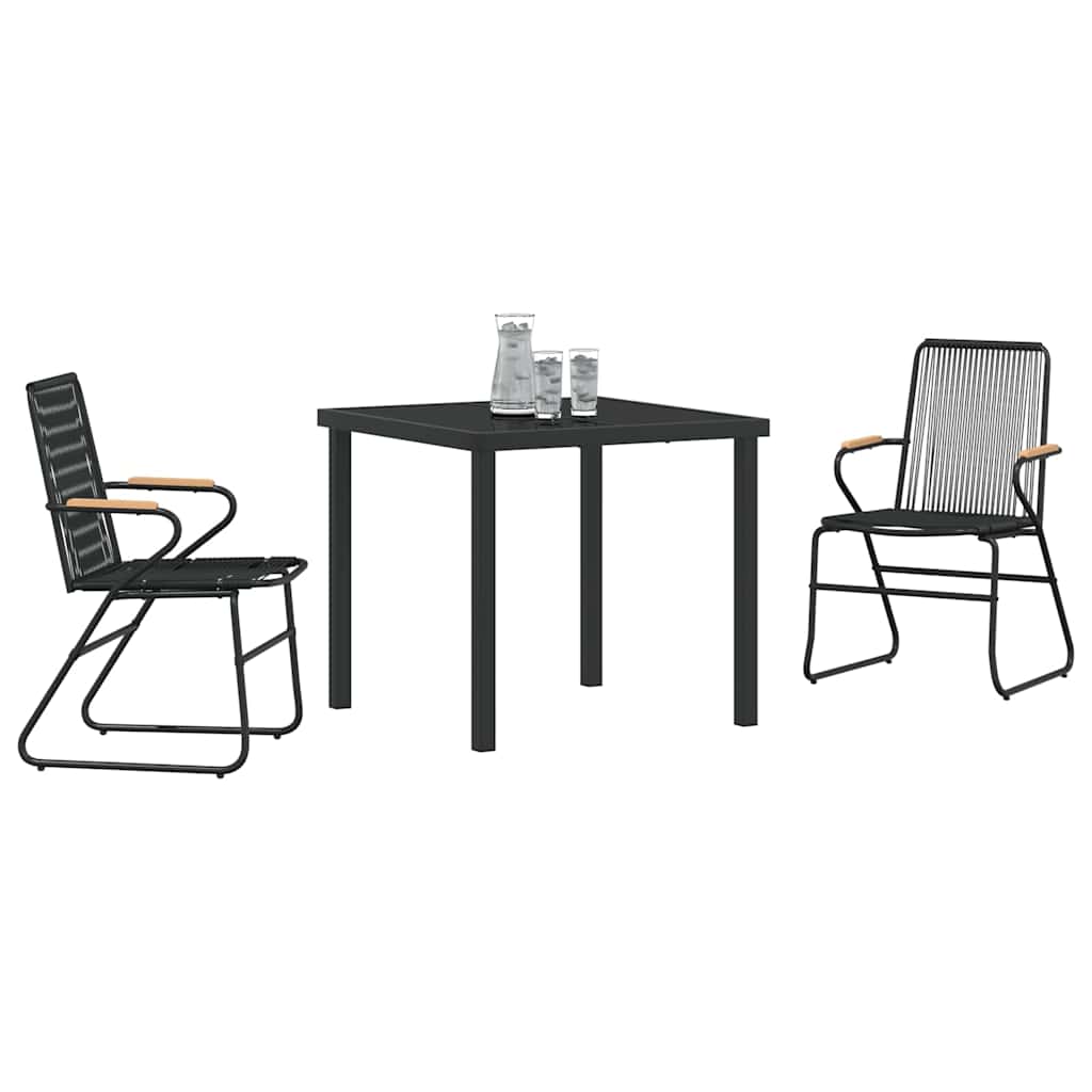 Vrtni set za objed 3 pcs Crna Čelik s prahom premazan