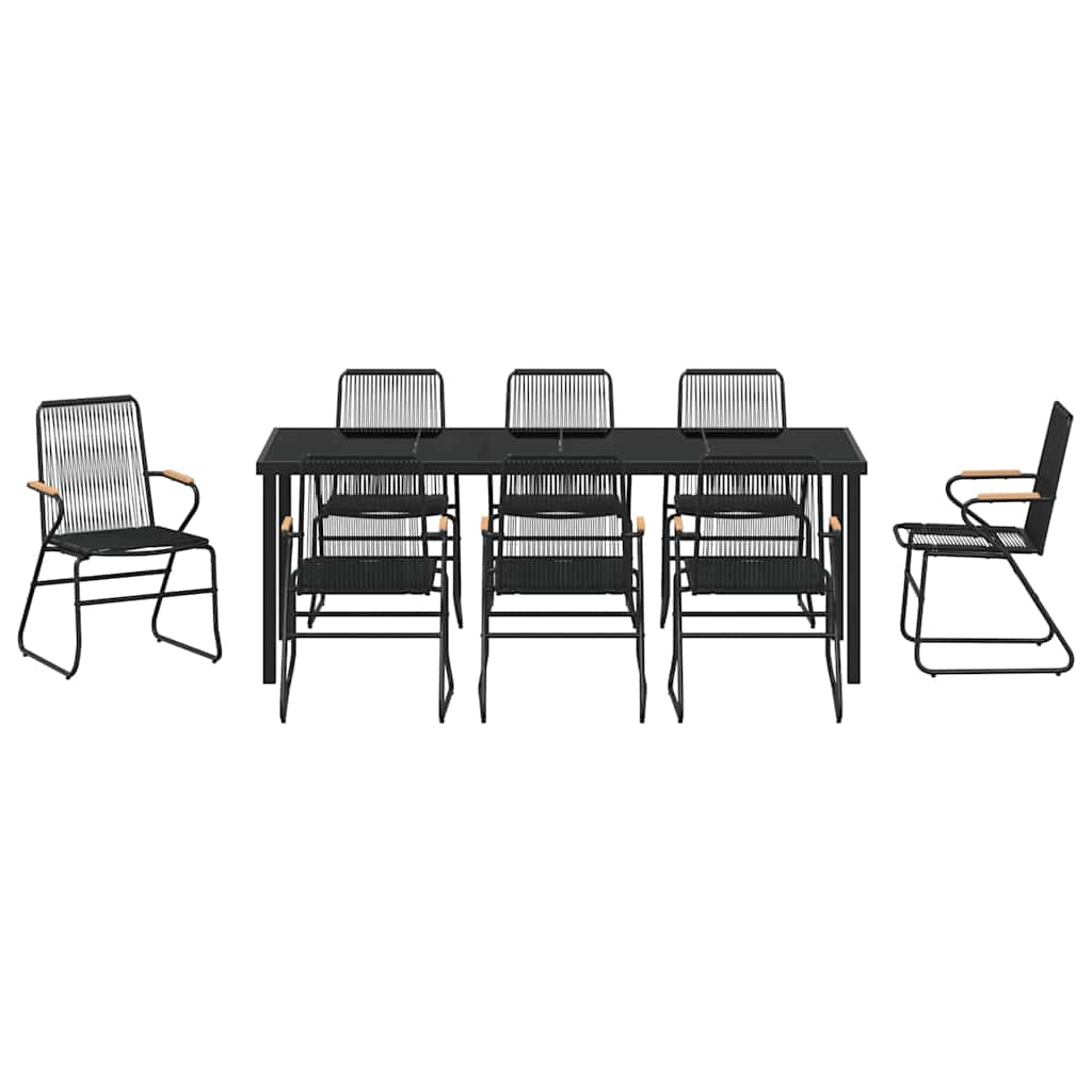 Vrtni set za objed 9 pcs Crna Čelik s prahom premazan