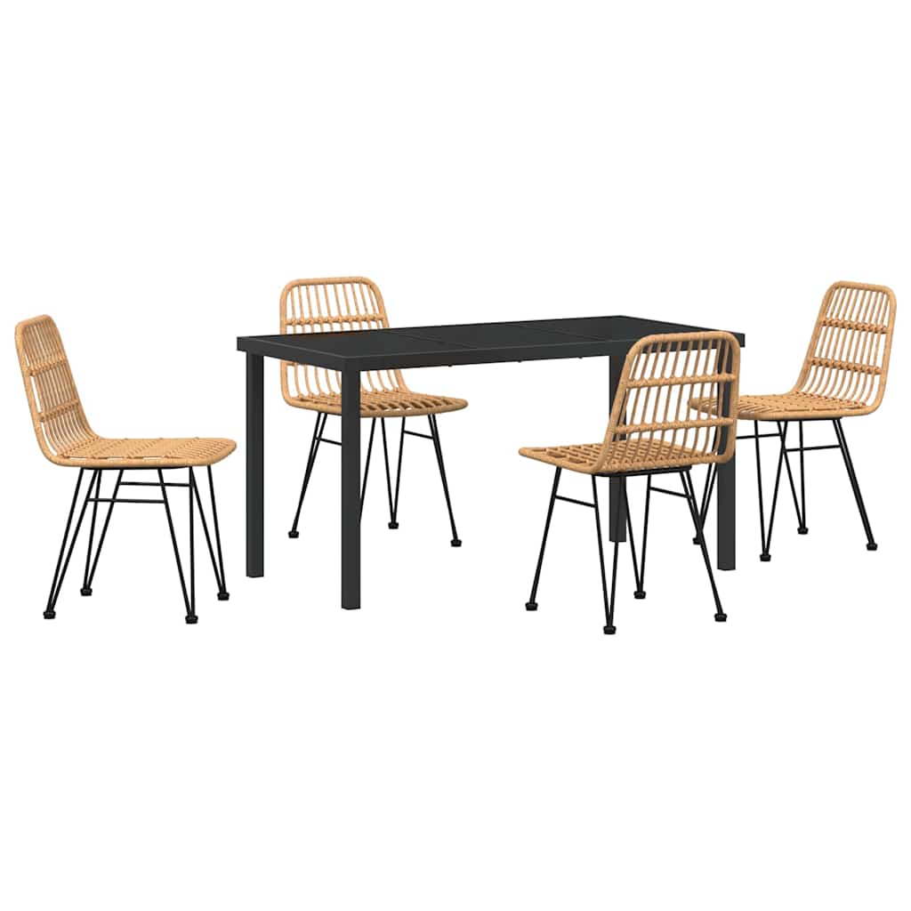 Vrtni set za objed 5 pcs Smeđa Čelik s prahom premazan