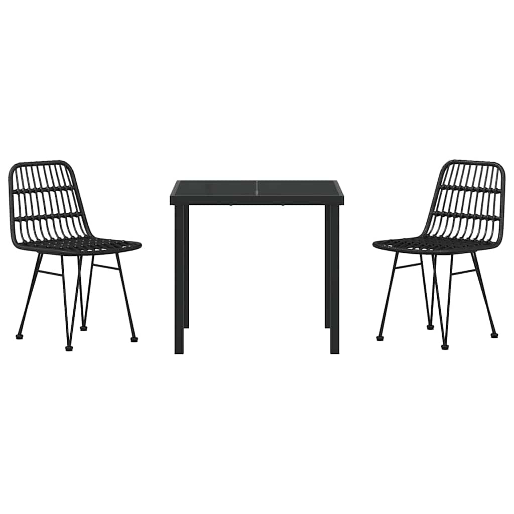 Vrtni set za objed 3 pcs Crna Čelik s prahom premazan
