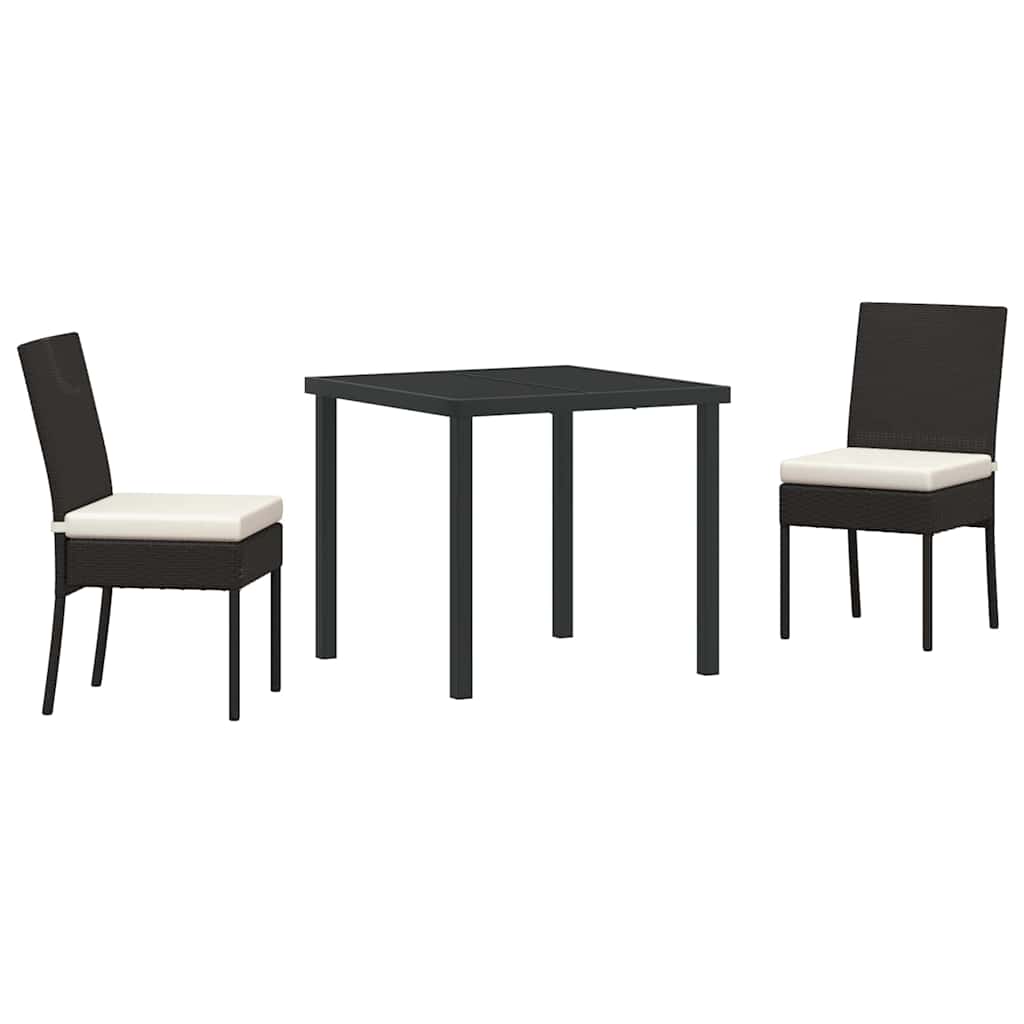 Vrtni set za objed 3 pcs Crna Čelik s prahom premazan