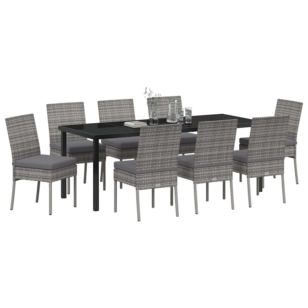 Vrtni set za objed 9 pcs Siva Čelik s prahom premazan