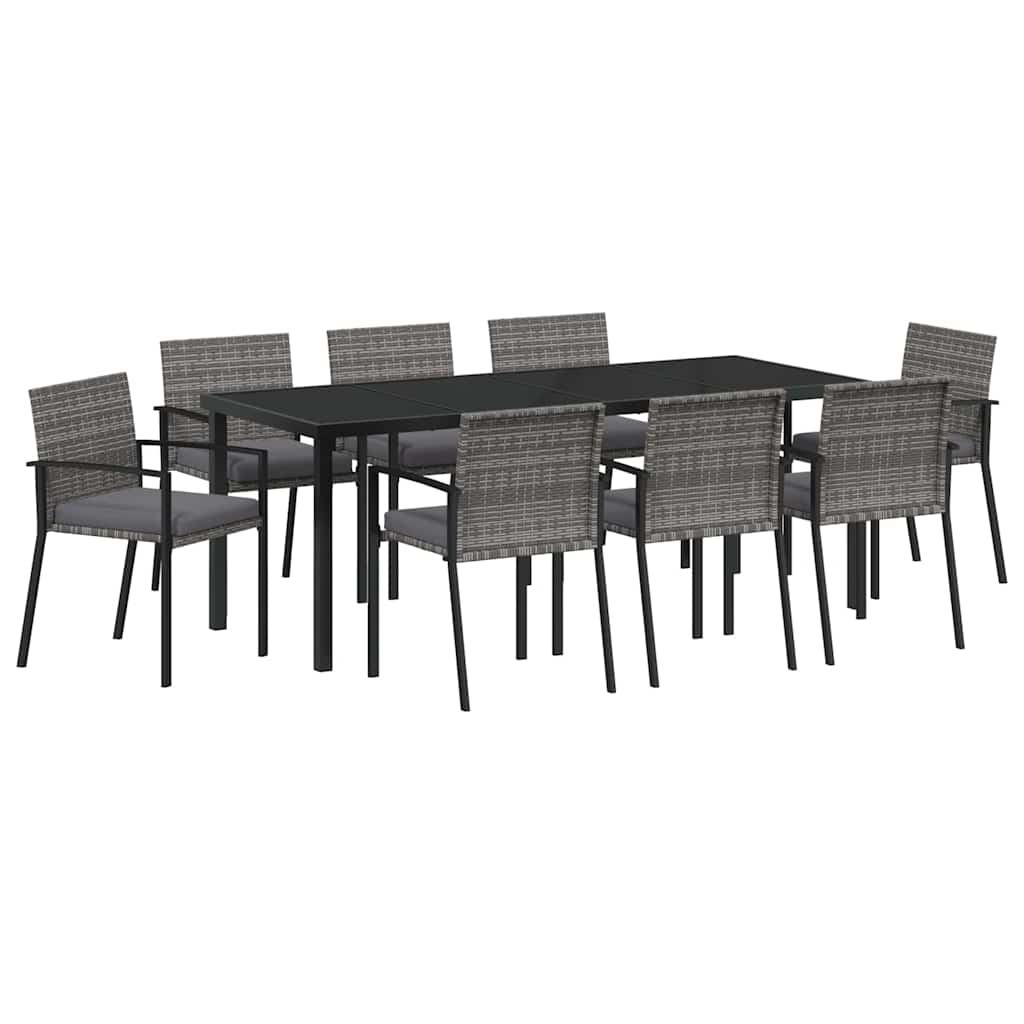 Vrtni set za objed 9 pcs Siva Čelik s prahom premazan