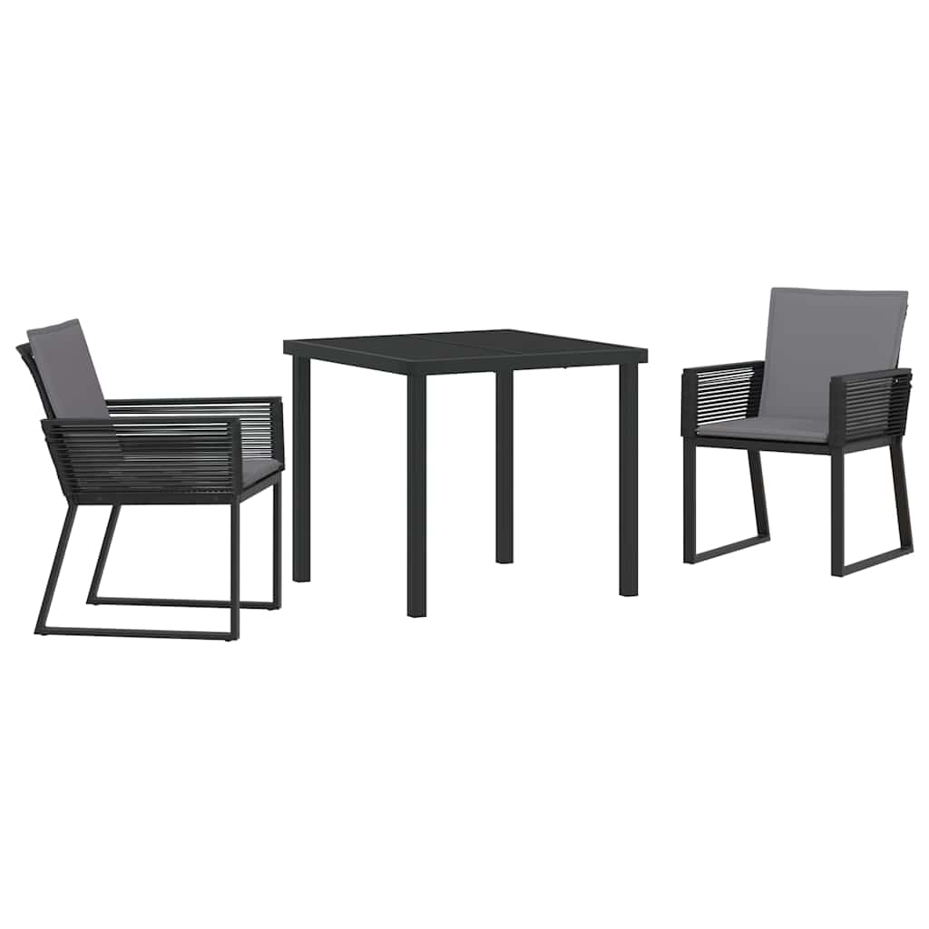 Vrtni set za objed 3 pcs Crna Čelik s prahom premazan
