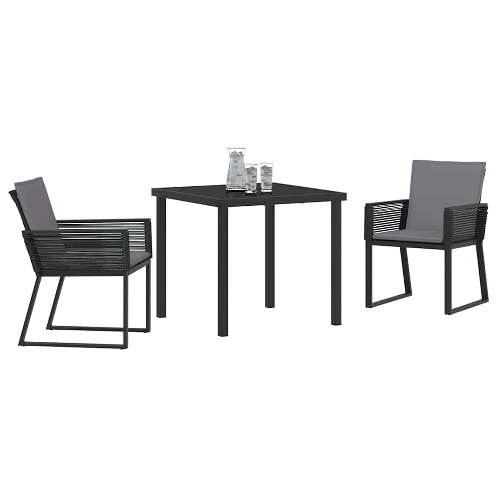 Vrtni set za objed 3 pcs Crna Čelik s prahom premazan
