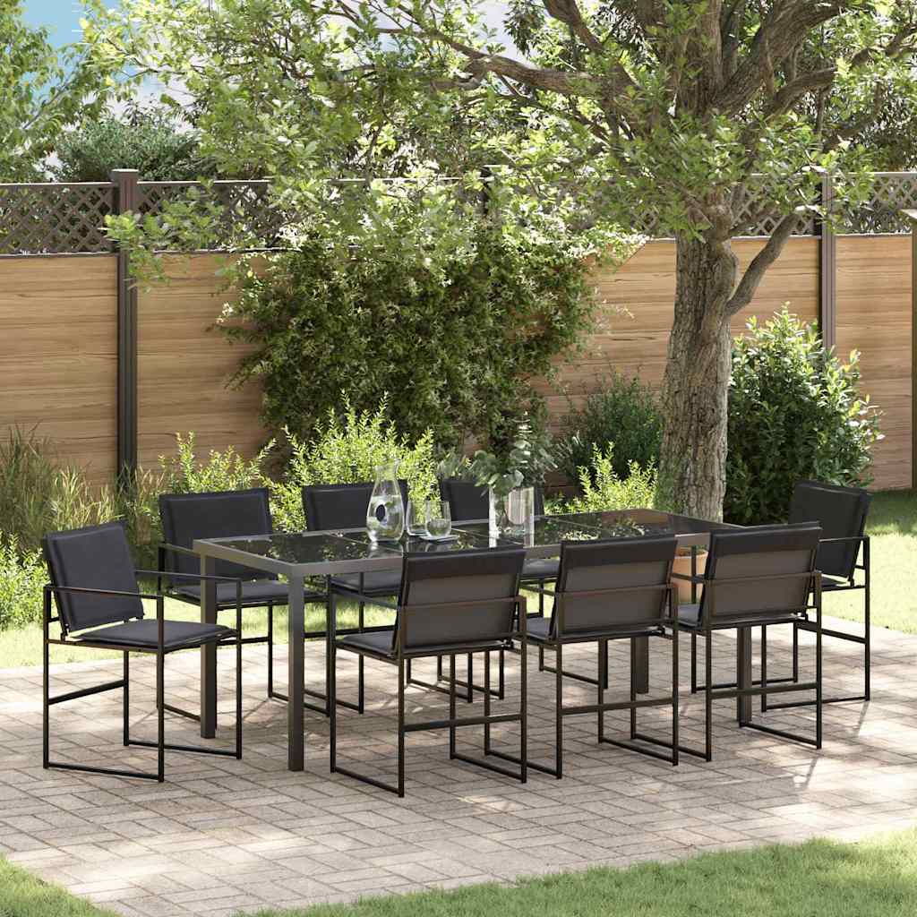 Vrtni set za objed 9 pcs Crna 200 x 80 x 73 cm