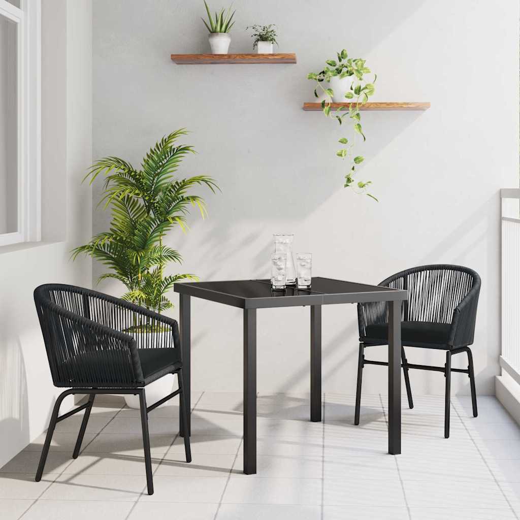 Vrtni set za objed 3 pcs Crna Čelik s prahom premazan