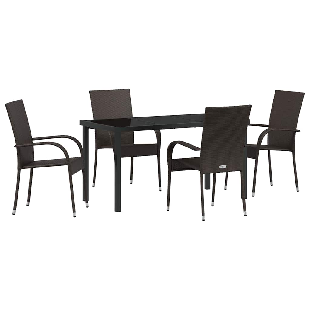 Vrtni set za objed 5 pcs Smeđa Čelik s prahom premazan