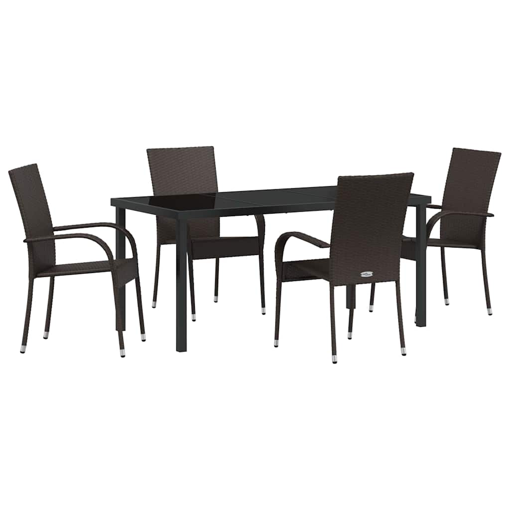 Vrtni set za objed 5 pcs Smeđa Čelik s prahom premazan