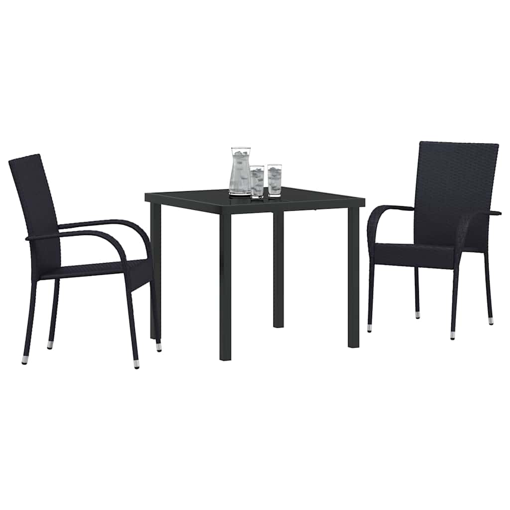 Vrtni set za objed 3 pcs Crna Čelik s prahom premazan