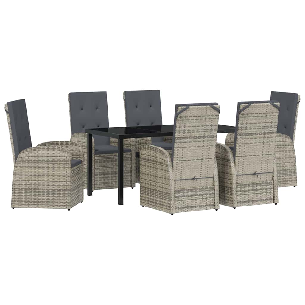 Vrtni set za objed s jastukom 7 pcs Siva poliratan