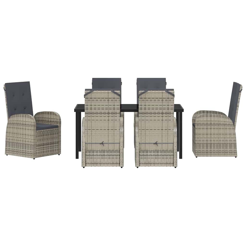 Vrtni set za objed s jastukom 7 pcs Siva poliratan