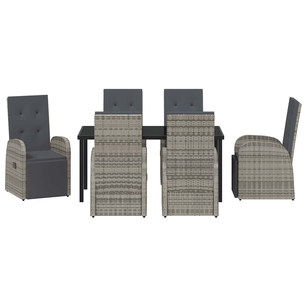 Vrtni set za objed s jastukom 7 pcs Siva poliratan