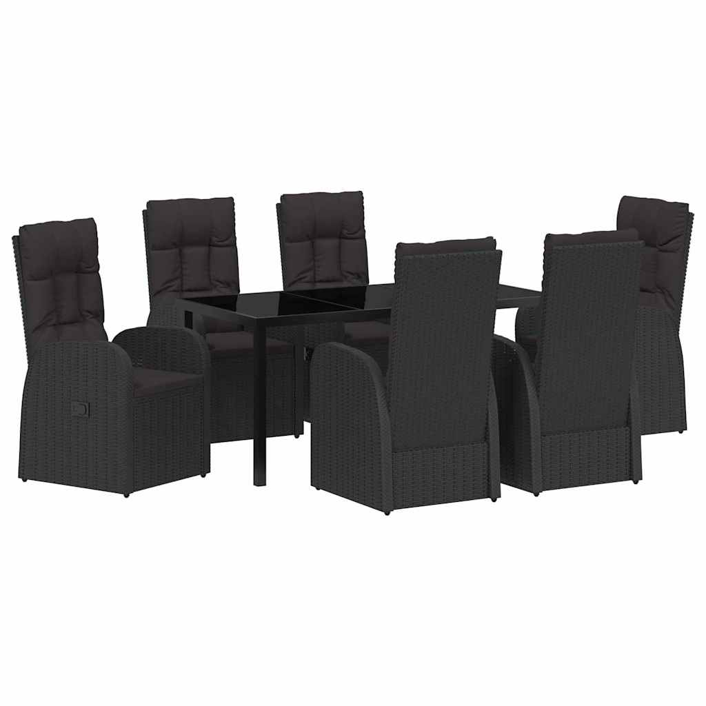 Vrtni set za objed s jastukom 7 pcs Crna poliratan