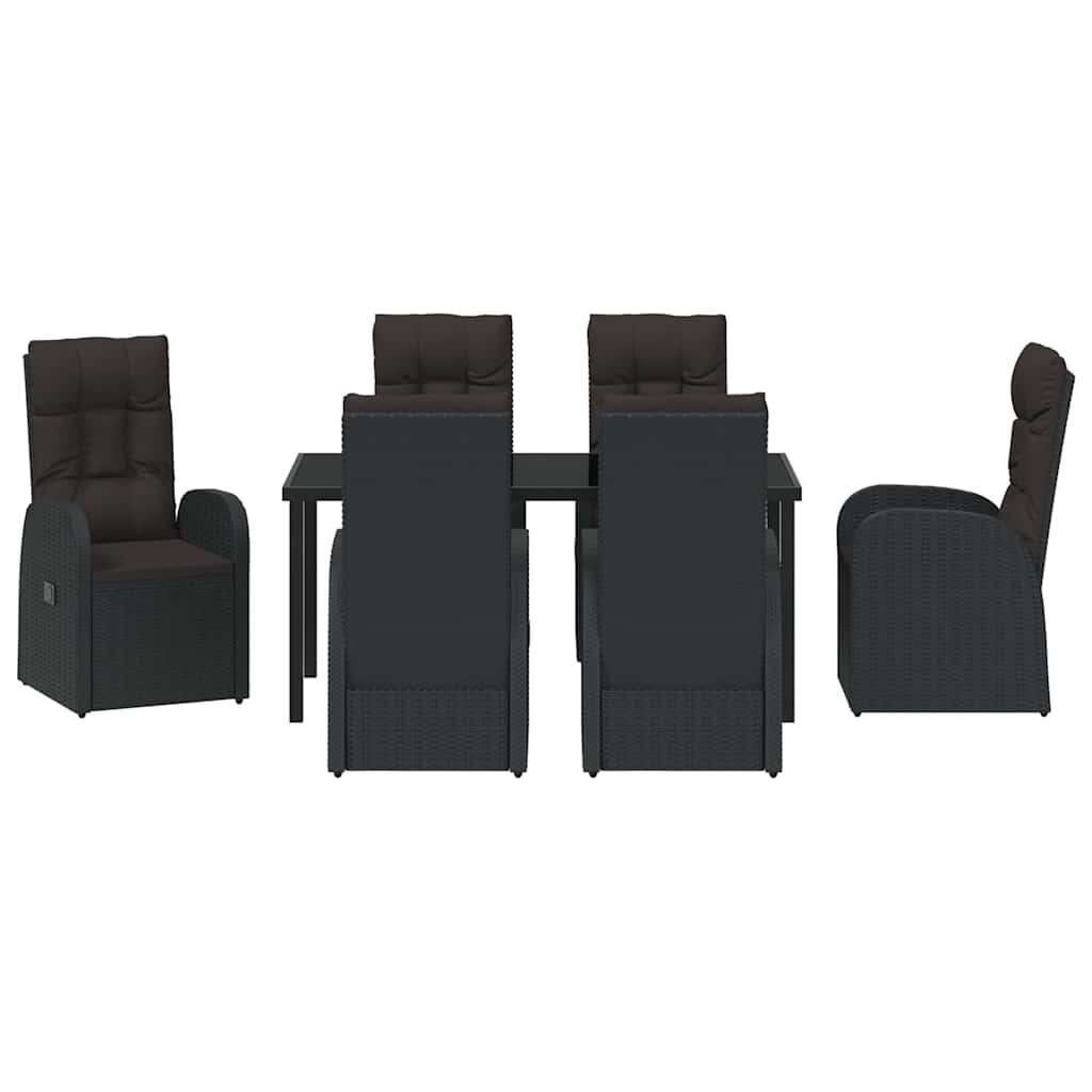 Vrtni set za objed s jastukom 7 pcs Crna poliratan