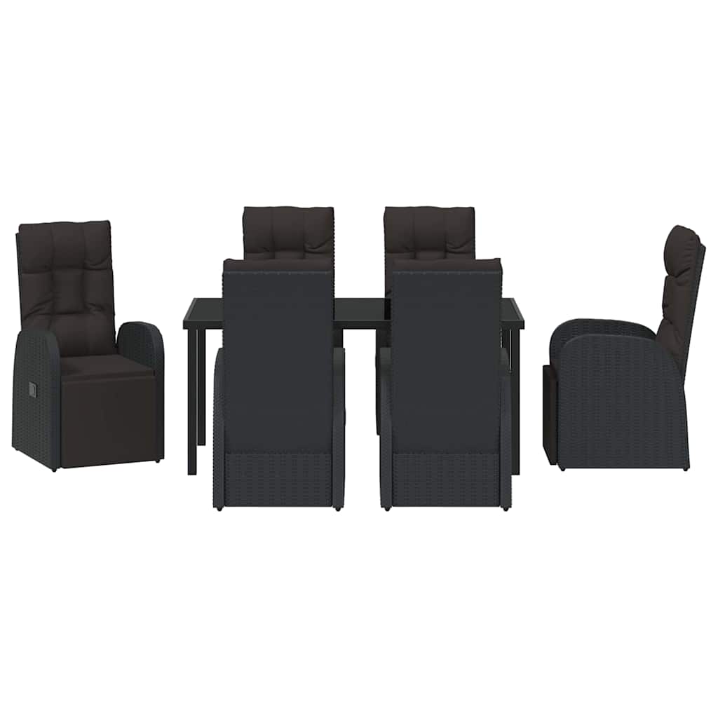 Vrtni set za objed s jastukom 7 pcs Crna poliratan