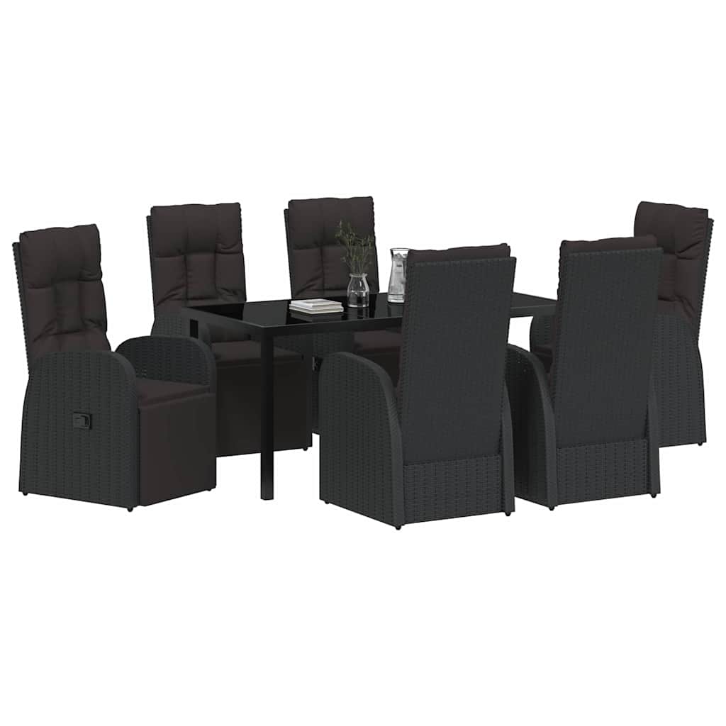 Vrtni set za objed s jastukom 7 pcs Crna poliratan