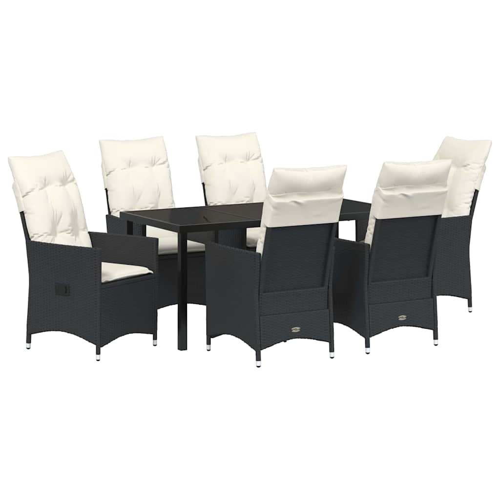Vrtni set za objed s jastukom 7 pcs Crna poliratan