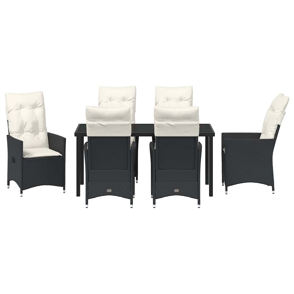 Vrtni set za objed s jastukom 7 pcs Crna poliratan