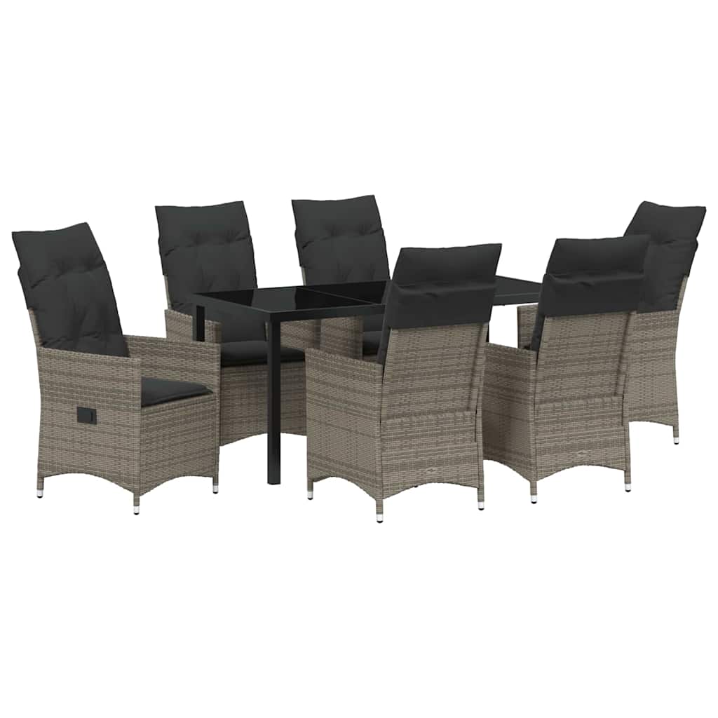 Vrtni set za objed s jastukom 7 pcs Siva poliratan