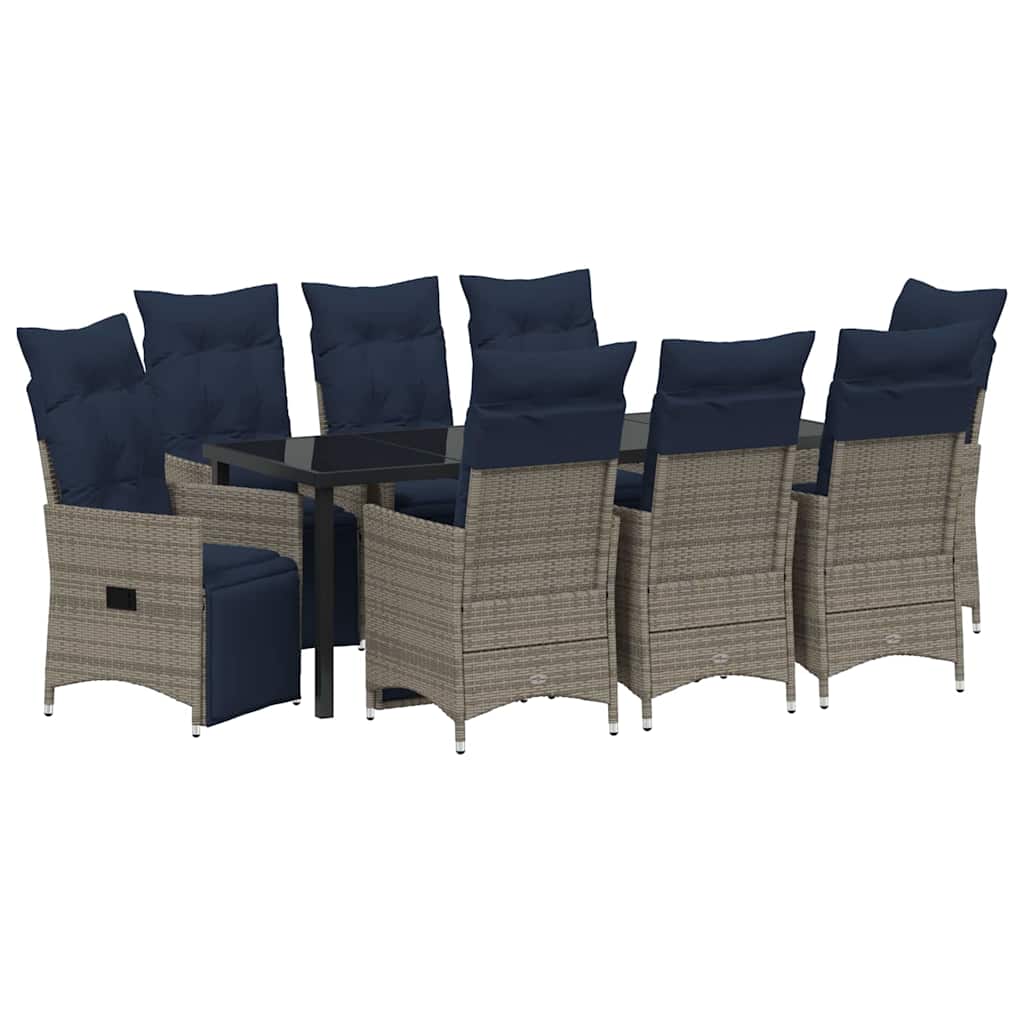 Set stola i stolica s jastukom 9 pcs Siva PE ratan