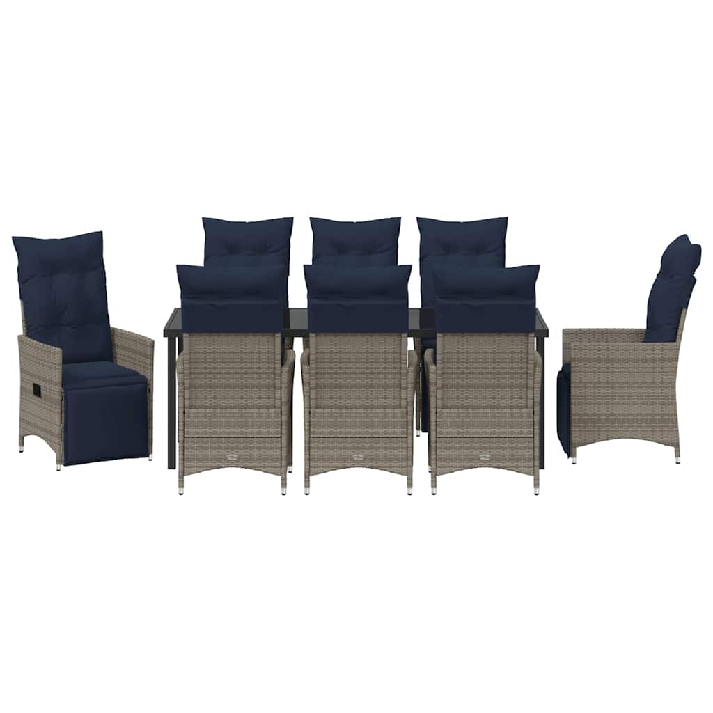 Set stola i stolica s jastukom 9 pcs Siva PE ratan