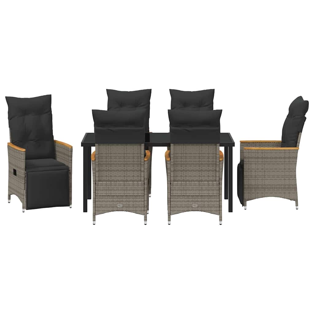 Vrtni set za objed s jastukom 7 pcs Siva poliratan