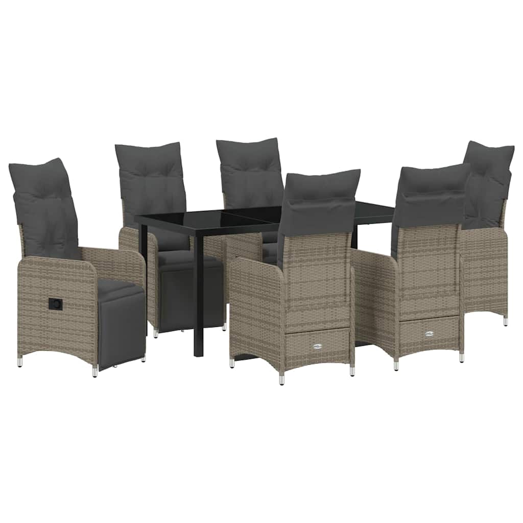 Vrtni set za objed s jastukom 7 pcs Siva poliratan