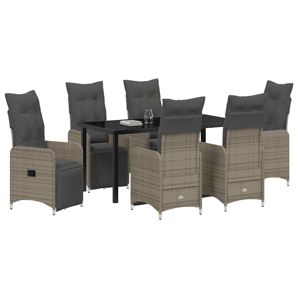 Vrtni set za objed s jastukom 7 pcs Siva poliratan