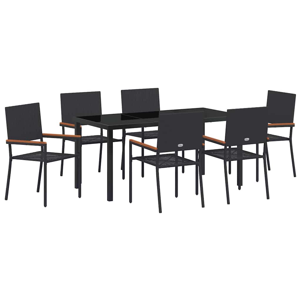 Vrtni set za objed s jastukom 7 pcs Crna poliratan