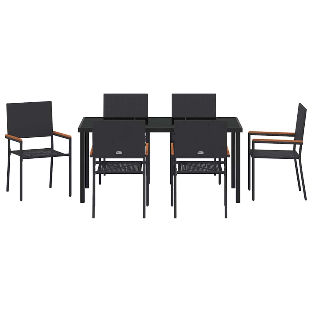 Vrtni set za objed s jastukom 7 pcs Crna poliratan