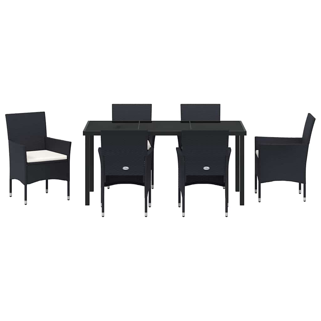 Vrtni set za objed s jastukom 7 pcs Crna poliratan