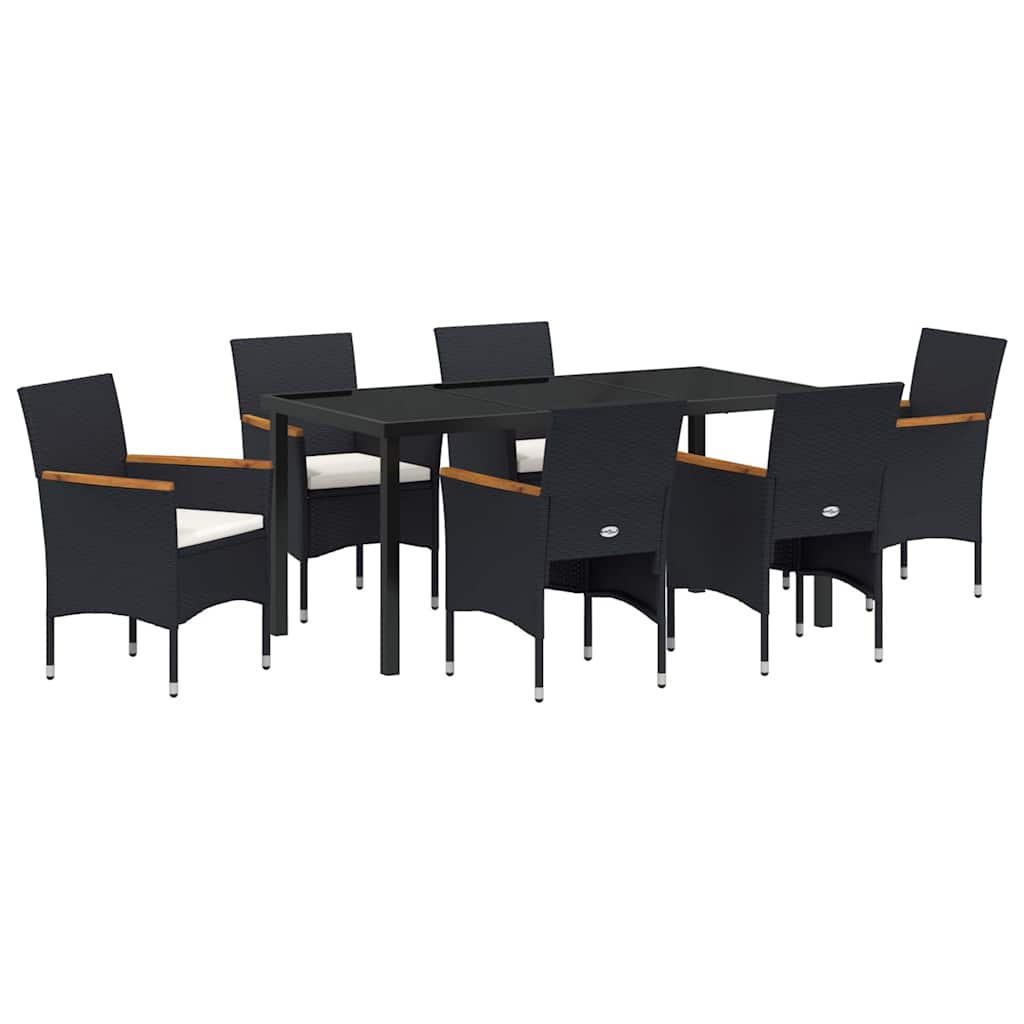 Vrtni set za objed s jastukom 7 pcs Crna poliratan