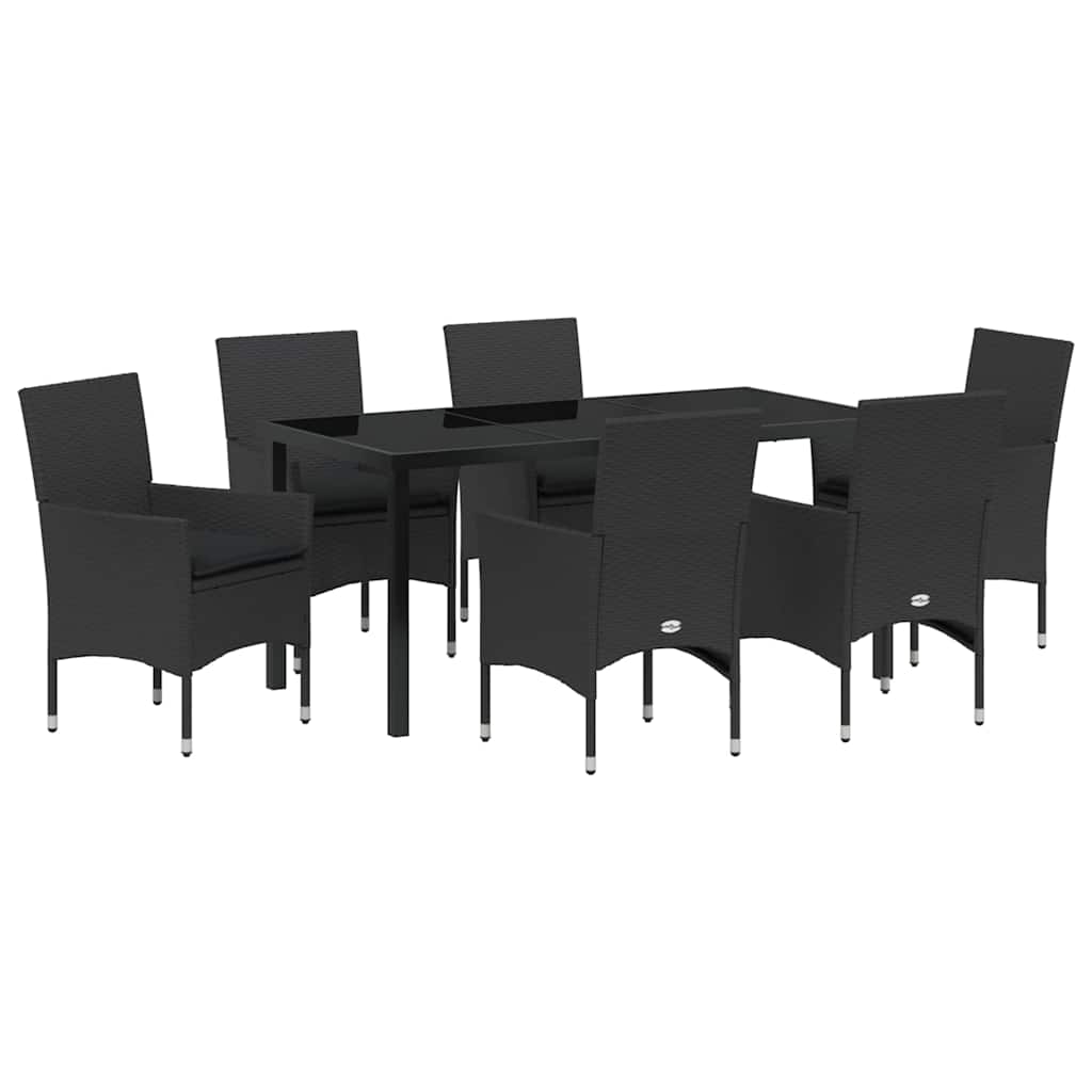 Vrtni set za objed s jastukom 7 pcs Crna poliratan