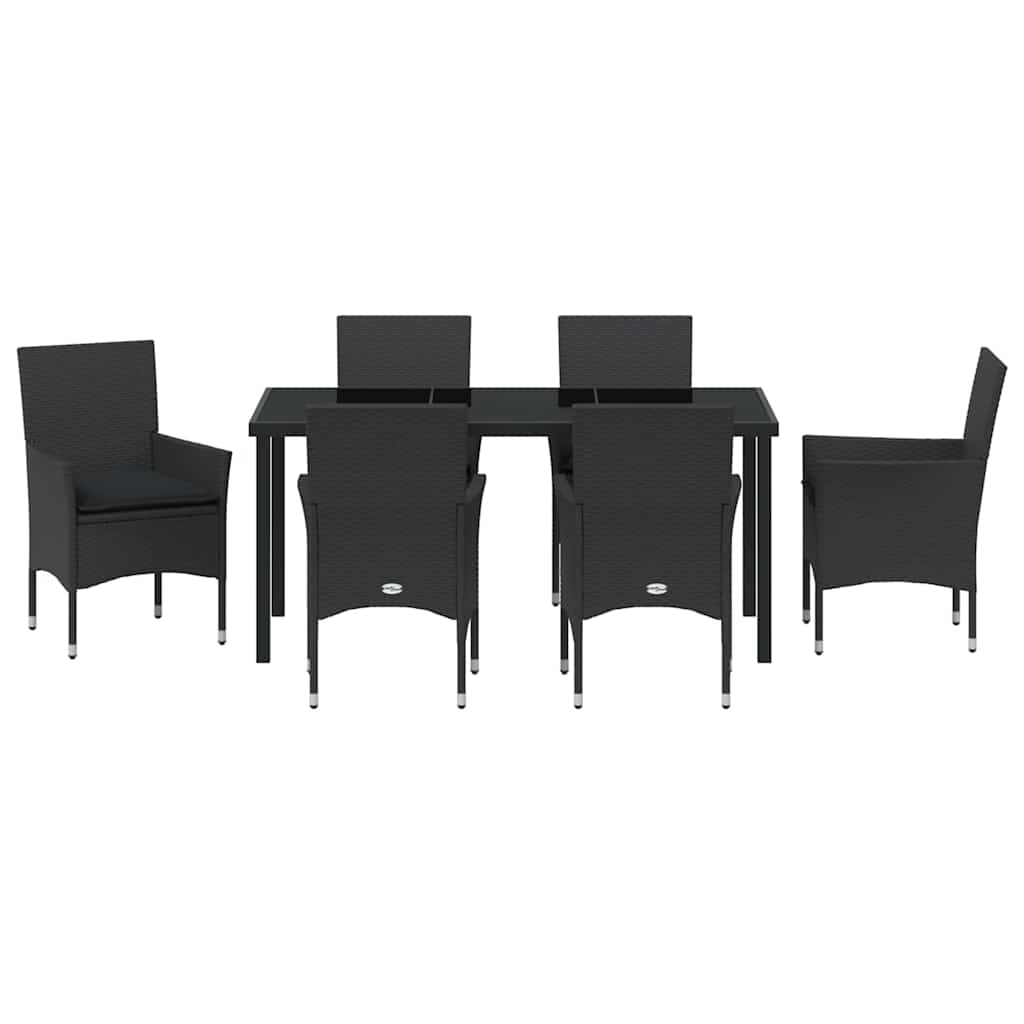 Vrtni set za objed s jastukom 7 pcs Crna poliratan