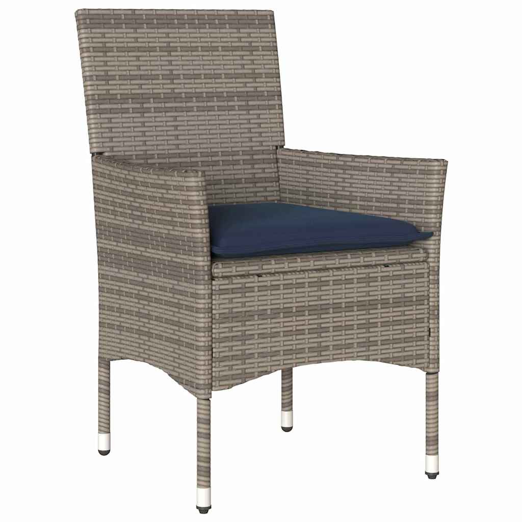 Set stola i stolica s jastukom 3 pcs Siva PE ratan