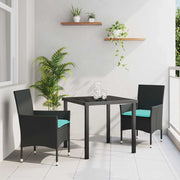Set stola i stolica s jastukom 3 pcs Crna PE ratan