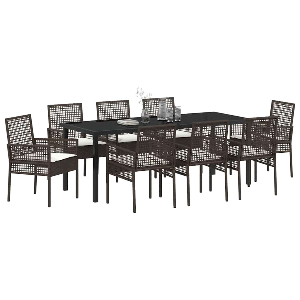 Vrtni set za objed s jastukom 9 pcs Smeđa poliratan