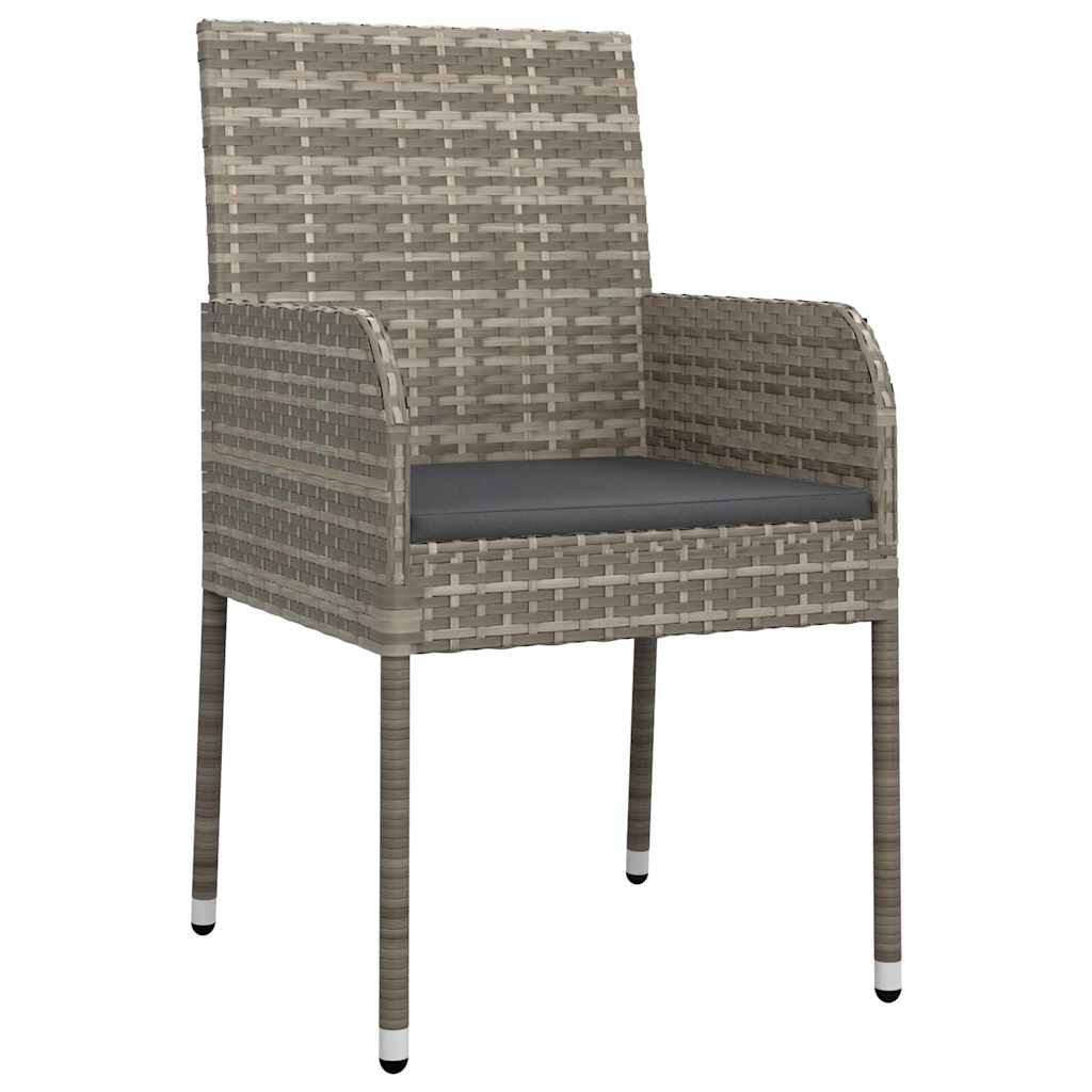 Vrtni set za objed s jastukom 7 pcs Siva poliratan