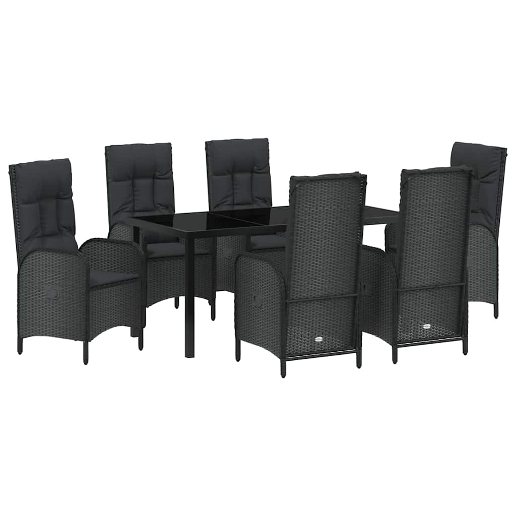 Vrtni set za objed s jastukom 7 pcs Crna poliratan