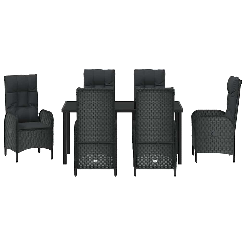 Vrtni set za objed s jastukom 7 pcs Crna poliratan