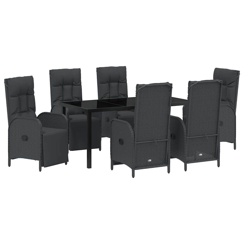 Vrtni set za objed s jastukom 7 pcs Crna poliratan