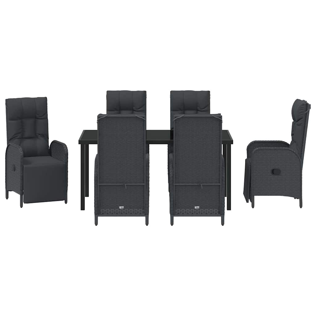 Vrtni set za objed s jastukom 7 pcs Crna poliratan