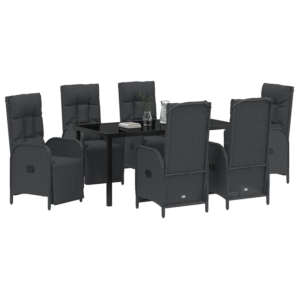 Vrtni set za objed s jastukom 7 pcs Crna poliratan